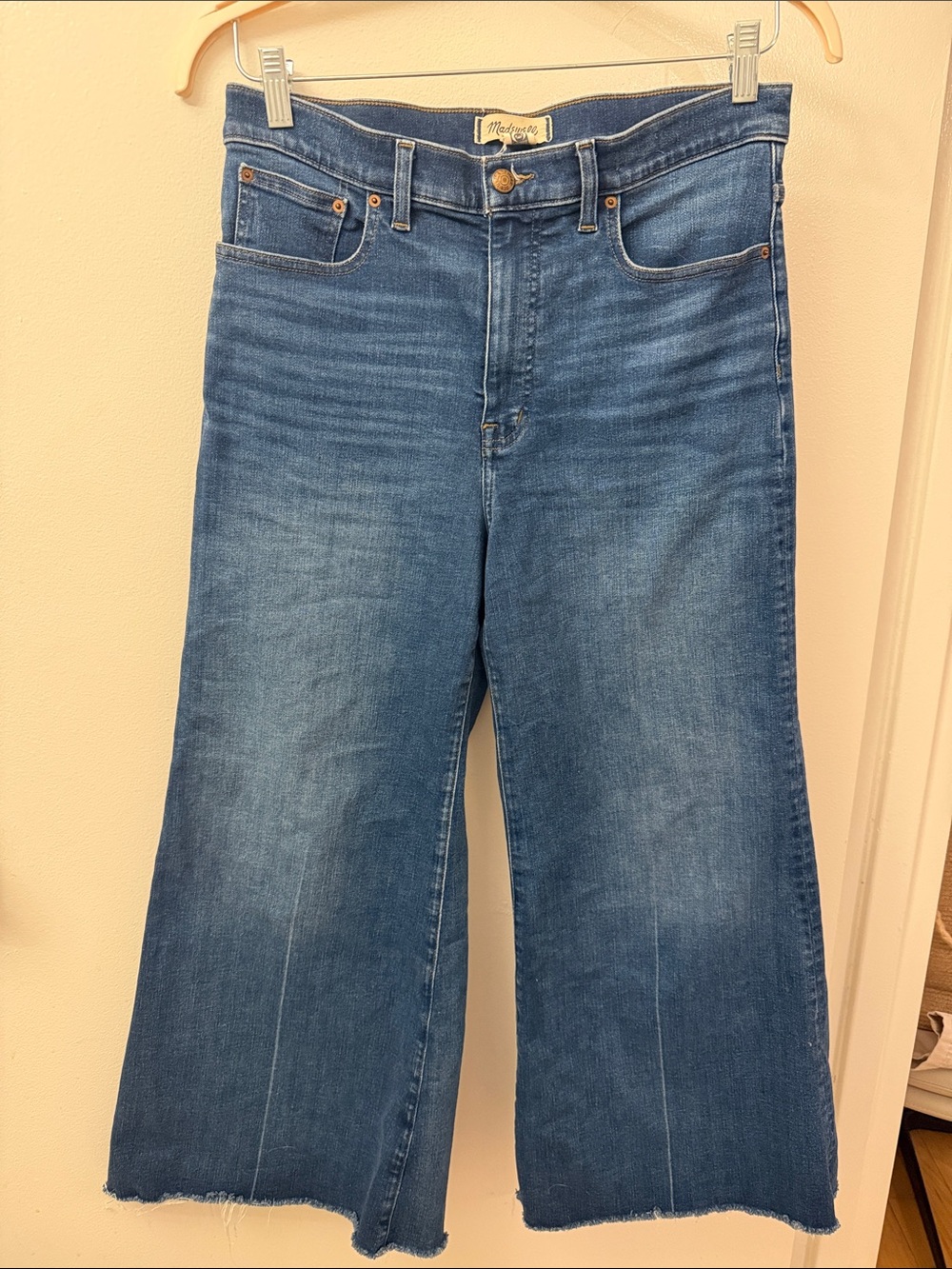 Madewell Wide Leg Flare Jeans in Medium Blue Wash
